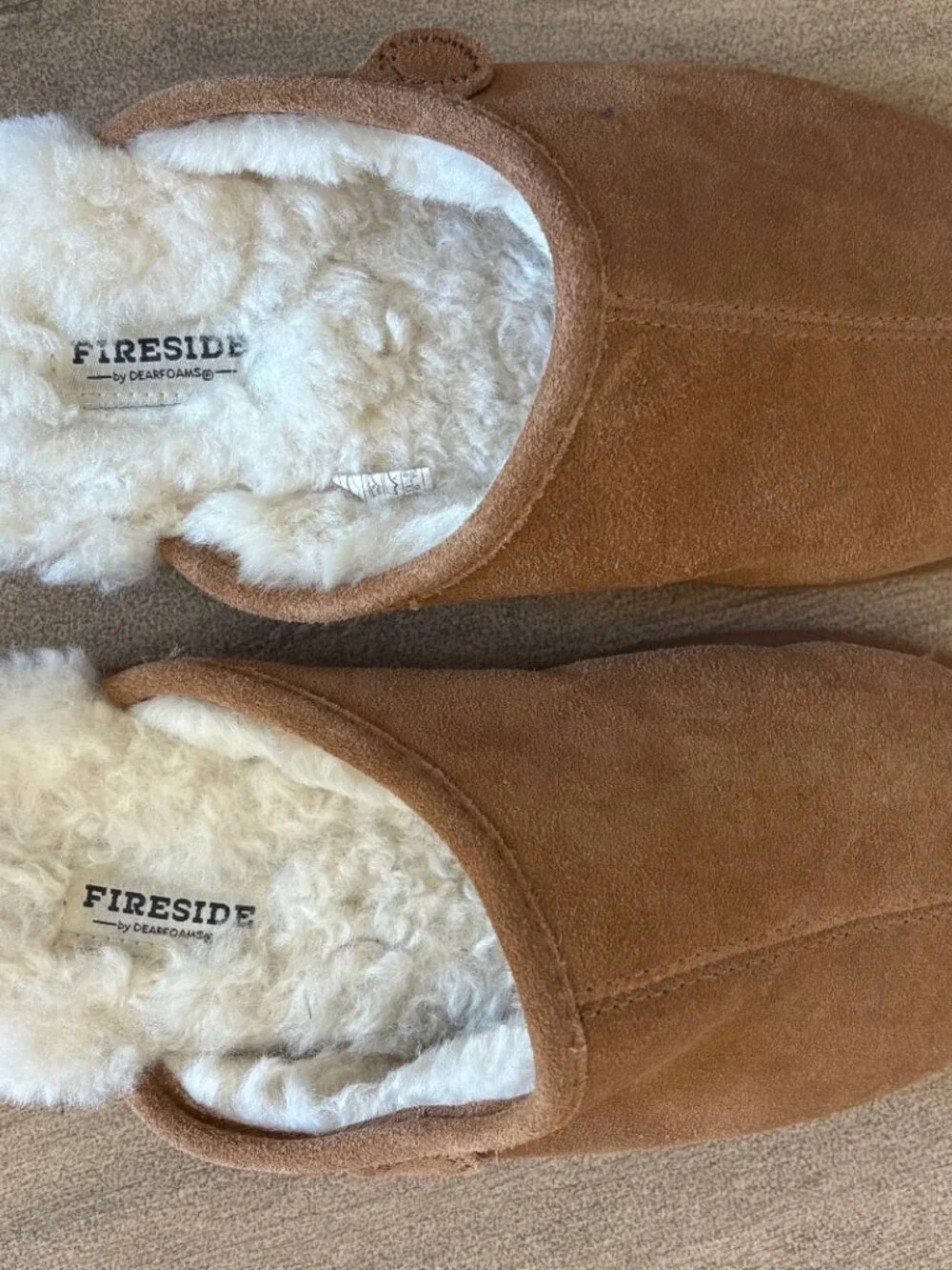 Mens Dearfoams Fireside Suede Scuff Slippers - Excellent Condition
